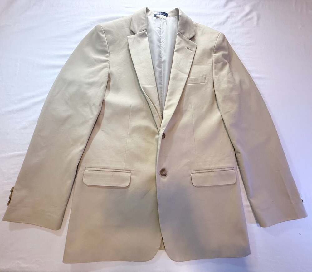 Chaps Beige Two-Button Blazer Jacket, Size 40 Long